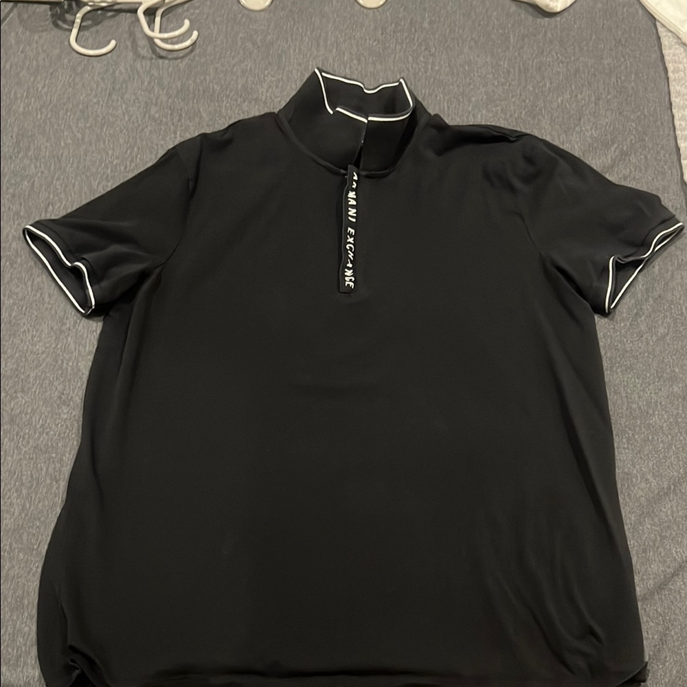 Black Men's Shirt with White Trim